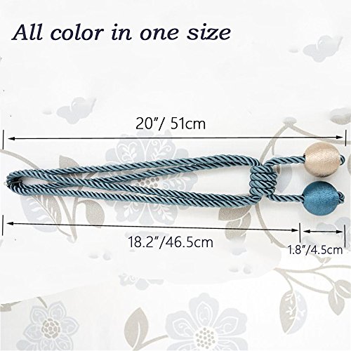 Turbokey 2pcs Curtain Tiebacks Rope Ball Braided Drapery Tassel Clip Buckle Decorative Hand-Knitted Cord Bandages - Beige