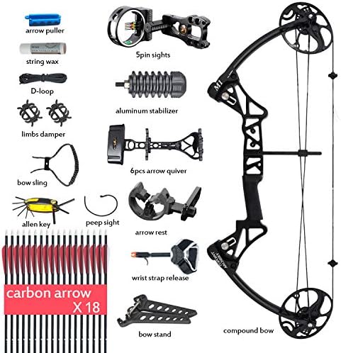 Compound Bow, for Adults, Archery Bow Set, Hunting Equipment with Accessories, 19-30" Draw Length,15-70Lbs Draw Weight(Ship from USA Warehouse) (red, Blue, camo, Black)