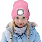 ATNKE Kids LED Lighted Beanie Hat,USB Rechargeable 4 LED Running Headlamp Bright Cap with Light Gifts for Boys and Girls