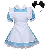 Colorful House Women's Anime Cosplay Outfit Adult Blue Maid Apron Alice in Wonderland Fancy Dress Costume Set