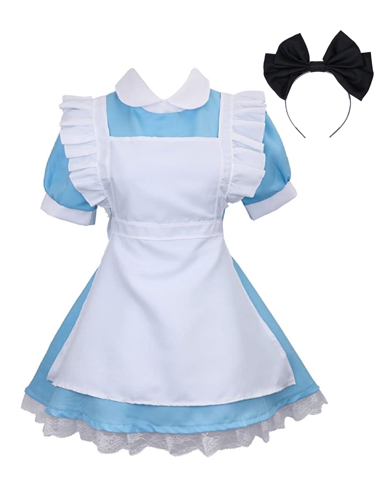Photo 1 of Colorful House Women Blue Maid Outfit Adult Anime Maid Dress Costume Lolita Cosplay Apron Halloween Fancy Fairytale Dress(Medium, Blue)