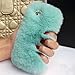 Fuzzy Green Limited Women Girly Cute Bling Diamonds Bowknot Design Fluffy Soft Warm [Genuine Rex Rabbit Fur] Case Back Cover Apple iPhone 5 5S SE -Light Green