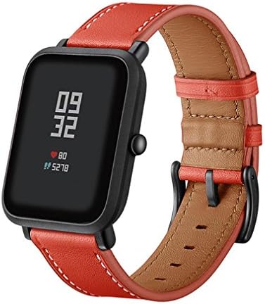 Alonea Huami Watch Band, Leather Wrist Straps Bracelet for Xiaomi Huami Amazfit Bip Youth Watch (Red ❤️)