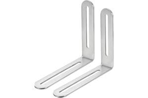 uxcell 2Pcs Adjustable L-Shape Corner Brace with Slot, 4.72 x 3.94 Inch Stainless Steel Slotted Right Angle Corner Bracket fo