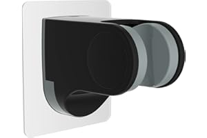 Hibbent Shower Head Holder, Strong Adhesive, Waterproof, Height Adjustable, Wall Mount, No Drilling, Matte Black