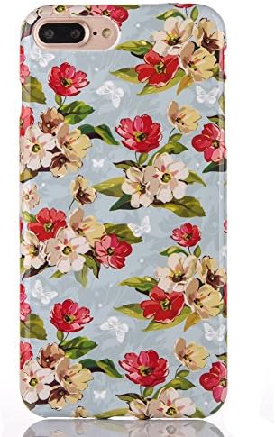 iPhone 8 Plus Case for Girls,iPhone 7 Plus Case for Girls,Xaviness Vintage Pattern Case [Floral Cover][High Impact][noctilucent] Soft TPU Bumper Cushion for iPhone 8 Plus/ iPhone 7 Plus (Flower 02)