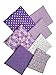levylisa 19.7” x 19.7” 7pcs Purple Floral Dot Stripe Cotton Fabric Fat Quarter Bundle Patchwork Quilting Fabric Sets Sewing Fabric Patchwork Flower Dots DIY Quilting Handmade Craft
