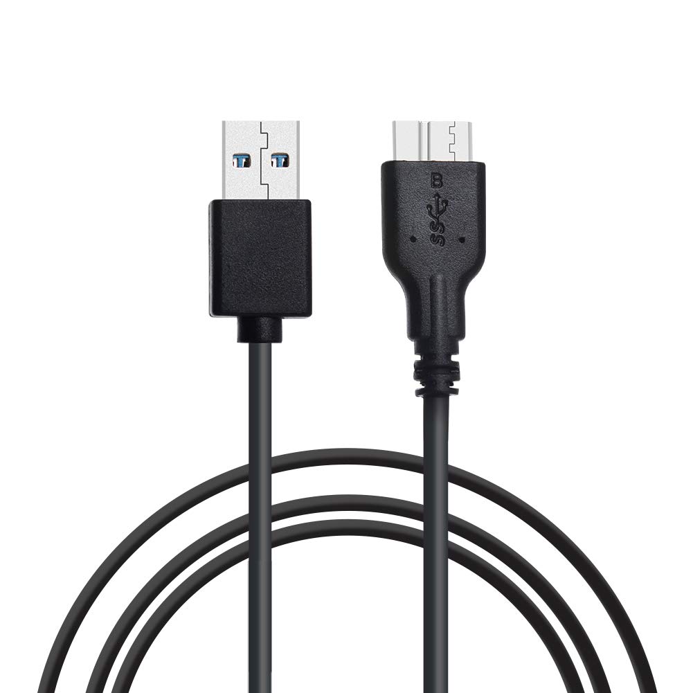 KUYIA Micro USB 3.0 Cable, Super High Speed Data Sync Cord Compatible with Toshiba Canvio WD External Hard Drive Samsung Galaxy S5 Note 3 and More Micro-B port Device- Black (1FT)