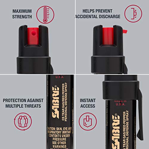 SABRE Advanced Compact Pepper Spray with Clip 3in1 Formula (Pepper