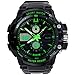 Aposon Mens watch Outdoor Military Dual Time Digital Watch Waterproof Wrist Sport Watch with LED Display, 98ft 30M Water Resistant, Multifunctional, Back Light, 24H Time - Green