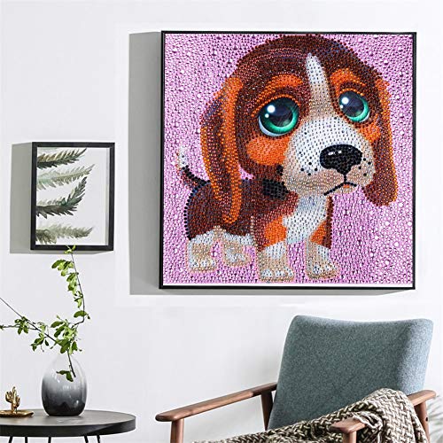 AOBOR Diamond Painting for Kids Full Drill Painting by Number Kits Rhinestone Mosaic Making for Home Wall Decor (Cute Puppy) - Thumbnail 2