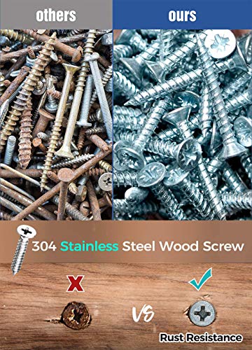 400pcs M3 304 Edelstahl Flachkopf Selbstschneidende Schrauben Kit,flacher Kopf Holzschraube Kit für Hausgemachte… – Bild 5