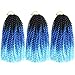 Spring Twist Hair Synthetic Braiding Hair Extensions Ombre Colors 3 Packs Synthetic Braiding Hair Extensions 8 inch fashion Crochet Braids(3 Packs,Black Sky Blue)