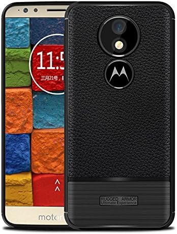 BestTalk Series Shockproof Back Cover for Moto E5 Plus(Litchi Rugged Armour, Black)