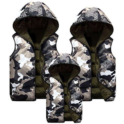 HANYI Family Clothes Outfits, Toddler Baby & Mommy Daddy Warm Camouflage Dual-purpose Hooded Vest Jackets Classic Vogue Jersey Top