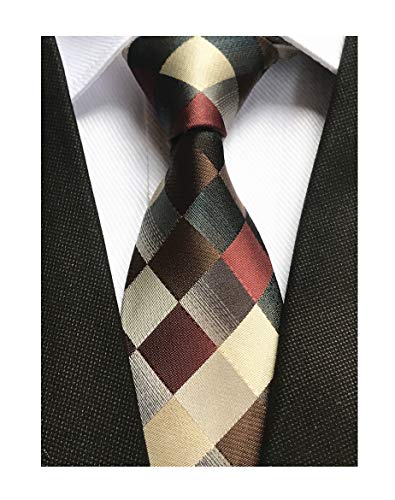 Classic Designer Plaid Ties Checks Brwon Grey Necktie Holiday Gifts for Men Boys