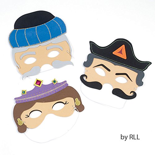 Rite Lite Purim Masks For Kids Gift Set of 3 - Dress Up! Jewish Holiday Party Favors Decorations Goodie Bag Rewards Educational Arts & Crafts Accessories Esther, Haman, & Mordechai for Hours of Fun!