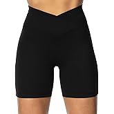 Sunzel Softmax Crossover Biker Shorts for Women, V Criss Cross High Waist Yoga Workout Gym Shorts with Tummy Control