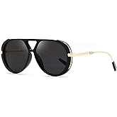 FEISEDY Retro Gold Metal Aviator Sunglasses for Women Men B0405 | UV400 Protection, Oversized 70s Aviators Sun Glasses, Vintage Trendy Shades for Vacation Travel Beach Outfits and Daily Wear