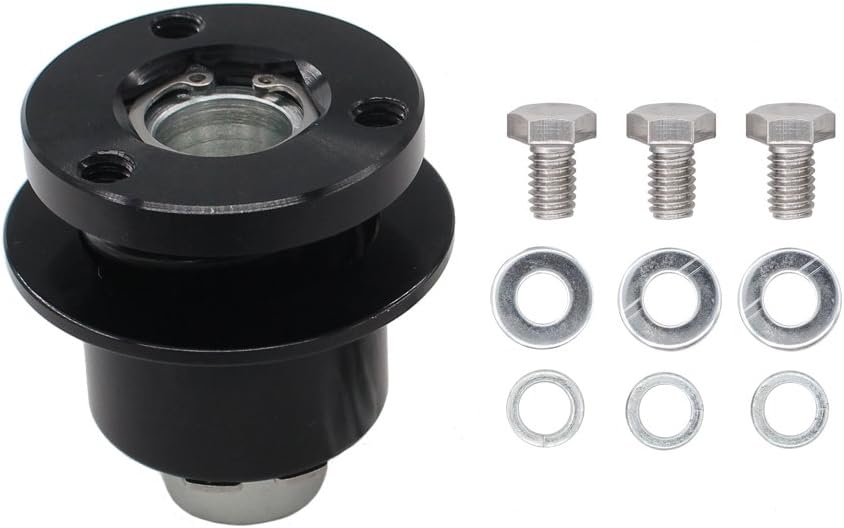XtremeAmazing Aluminum Black 360° Steering Wheel Quick Release Disconnect 3 Hole Hub IMCA Bryke Racing 3/4" Bore Screws Kit