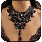 bike8 Black Lace Choker Necklace for Women Gothic Crystal Necklace Goth Collar Choker Necklaces Vintage Victorian Necklaces Halloween Costume Accessories