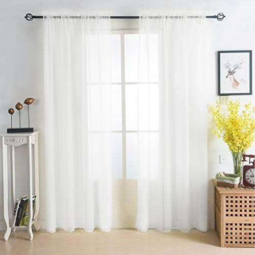 Sleeping Cloud 2 Pack:Premium Rod Pocket Drapes Sheer Voile Window Curtain Panels in White by (54 in.Wide x 95 in.Long)