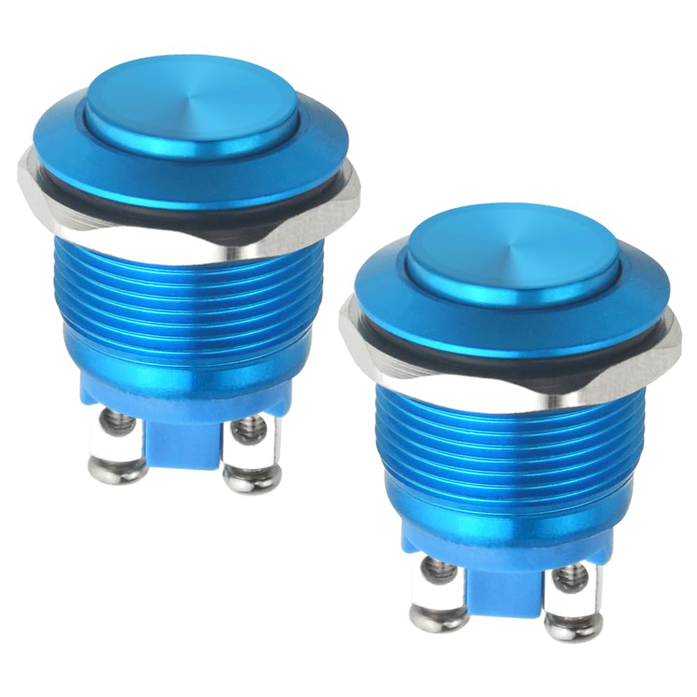 WMYCONGCONG 2 PCS 19mm 3/4 Mounting Hole Metal Momentary Push Button Switch, Waterproof Car Switch Start Button for Car RV Truck Boat Marine