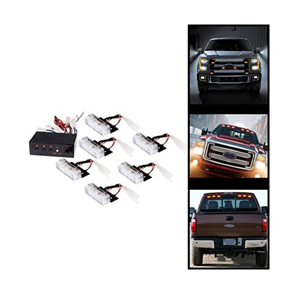 3-Flashing-Modes-Amber-18-LED-Warning-Hazard-Construction-Strobe-Light-Control-Module-Mounting-Bracket-Bar-Pickup-Truck-SUV-Boat-Set-of-6