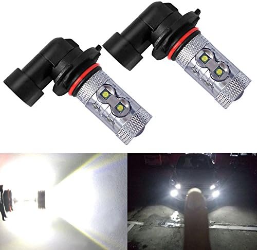 Holonyak Extremely Bright Max 50W High Power H10 9145 LED Bulbs for DRL or Fog Lights, Xenon White