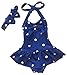 Mego Little Girls' Bathing Suit 2pcs Swimsuit Halter Neck Swimwear