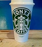 Personalized GLITTER STARBUCK's 16 oz. Reusable Travel Mug & Lid - Add Your Name Phrase Drink Type
