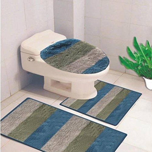 Denise Striped 3 Piece Bath Rub Set, Tub, Contour, Lid Spa - Thumbnail 5