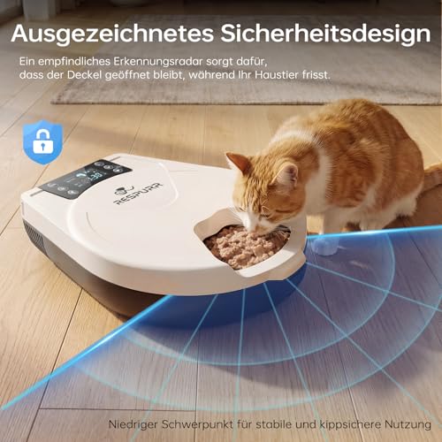 Automatic Cat Wet Food, 3 Days Fresh 5 Meals, with Semiconductor Cooling & Heating, Wet Automatic Feeder for Cats, Feeding Bowl Made of 304 Stainless Steel — Programmable Wet Food Automatic Cats