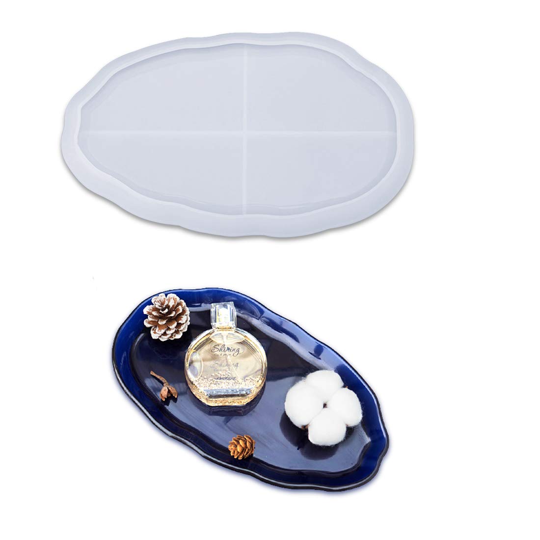 FineInno Trinket Dish Resin Mould, Oval Jewelry Tray Silicone Moulds for Resin, Plate Epoxy Casting Mould for Necklace Earrings Key Storage Home Decor