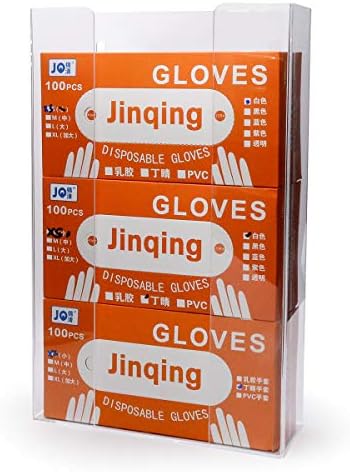 NEWCREA Wall Mount Glove Dispenser, Clear Acrylic Triple Glove Box Holder with Screws and Adhesive, Disposable Glove Dispenser for Home/Garden/Hospital/Office