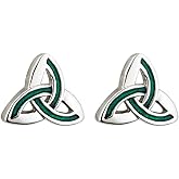 Tara Irish Jewelry Earrings for Women Trinity Knot Earrings Rhodium Plating & Green Enamel Made in Ireland