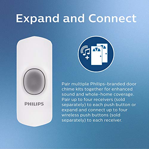 Philips Wireless Doorbell Kit, BatteryOperated Reciever, LED Alert