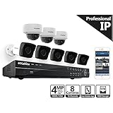 LaView 4-Megapixel (2688 x 1520) 16 Channel PoE 4K NVR HDMI - 8 Camera Security Camera System, 5 4MP Bullet &amp; 3 4MP Dome IP Surveillance Cameras, 100ft Night Vision, Pre-Installed 5TB Hard Drive