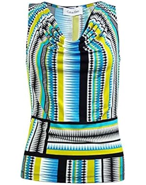Calvin Klein Women's Printed Drape Neck Jersey Blouse
