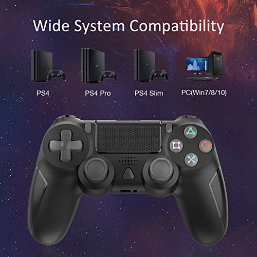 Wireless Controller for Playstation 4, Y Team Controller for PS4/Pro/Slim/PC/Smart TV, Wireless Remote Joystick Gamepad Built-in Gyro/Dual Motors/Audio Function/Speaker/Vibration Black