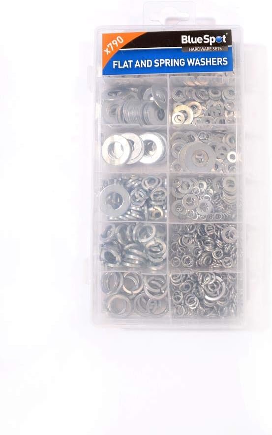 Blue Spot Tools 40564 Assorted Flat and Spring Washer Set - Silver (790-Piece), 'No.10', '1/2', '5/16', '3/8', '1/4' - Image 3