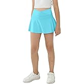 Girl's Sport Skirts with Pockets Shorts Cross High Waist Tennis Golf Skort Solid Color Athletic Workout Skirt