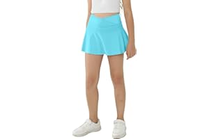 ESOBO Girl's Sport Skirts with Pockets Shorts Cross High Waist Tennis Golf Skort Solid Color Athletic Workout Skirt