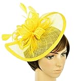 Womens Formal Party Fascinator Hat with Headband for Cocktail Yellow