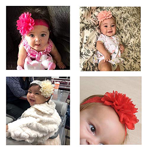 12pcs Baby Girls Headbands Chiffon Flower Lace Band Hair Accessories for Newborns Infants Toddlers - Thumbnail 5