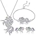 WURUIBO 3 PCS Rainbow Unicorn Jewelry Set for Girls, Fashion Necklace Earring Bracelet Crystal Rhinestone Set(Jewelry Set)