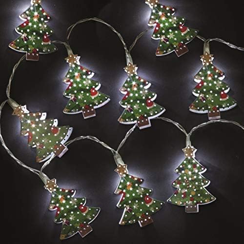 Caja de 10 Metal Árbol de navidad forma Batería LED Navidad Luces: Amazon.es: Hogar