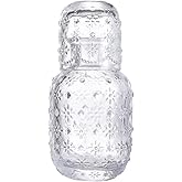 Retro Embossed Sunflower Shaped Bedside Water Carafe and Glass Set, Bedside Night Water Carafe with Glass, Juice Milk Pitcher or Carafes with Lid for Living Room, Nighstand, Bathroom