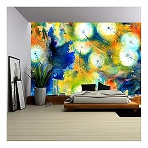Seamless Pattern with Watercolor Hand Drawn Dandelions - Removable Wall Mural | Self-Adhesive Large Wallpaper - 66x96 inches