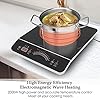 Induction Hob Portable, Single Induction Cooker, Electric Cooktop Hot Plate Ceramic Glass with Sensor Touch LED Display 3 Hours Timer 2000W